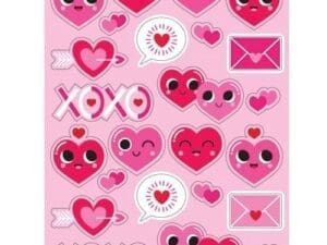 Valentine's Day Heart Emoji Four-Sheet Sticker Set