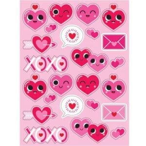 Valentine's Day Heart Emoji Four-Sheet Sticker Set