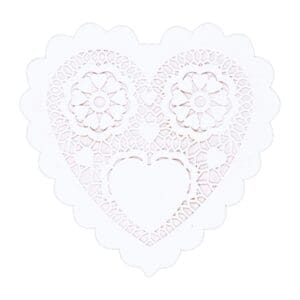 6 in. Valentine's Day White Paper Heart Shaped Doilies