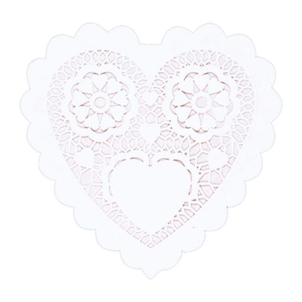 6 in. Valentine's Day White Paper Heart Shaped Doilies