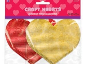 Valentine's Day Red and Gold Corrugated Paper Metallic Heart Cutouts