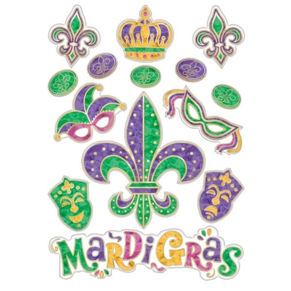 Mardi Gras Vinyl Embossed Window Decoration