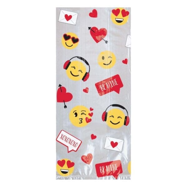 9.5 in. X 4 in. X 2.25 in. Valentine's Day Emoji Small Cello Bag