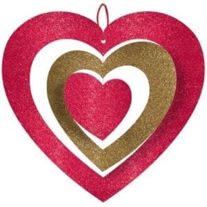 Glittered Spinning  Heart Sign