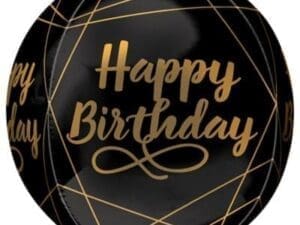 Black & Gold Elegant Birthday Balloon, 15in X 16in - Orbz