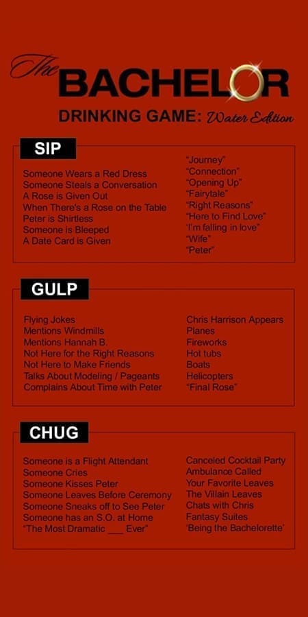 The Bachelor Drinking Game: Water Edition