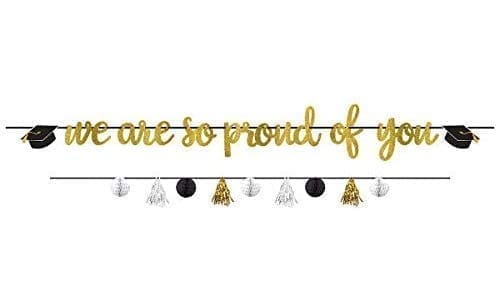 Black, Silver & Gold Graduation Letter Banner