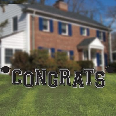 Black Congrats Graduation Yard Sign, 10pc Decorations
