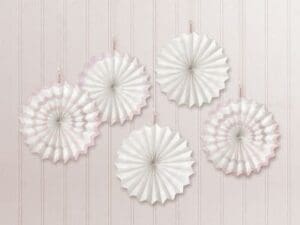 White Mini Paper Fan Decorations, 6in, 5ct