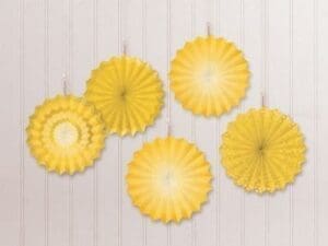 Sunshine Yellow Mini Paper Fan Decorations, 6in, 5ct