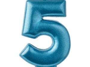Metallic Blue Number 5 Birthday Candle Party Supplies