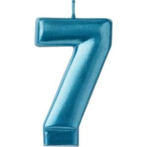 Metallic Blue Number 7 Birthday Candle Party Supplies