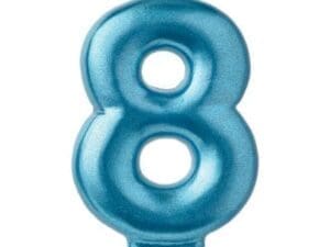 Metallic Blue Number 8 Birthday Candle Party Supplies