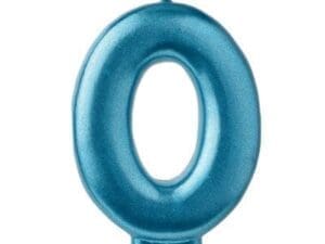 Metallic Blue Number 0 Birthday Candle Party Supplies