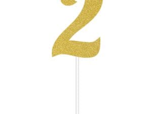 Gold Glitter #2 Cake Topper, 1 Pk