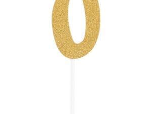 Gold Glitter #0 Cake Topper, 1 Pk