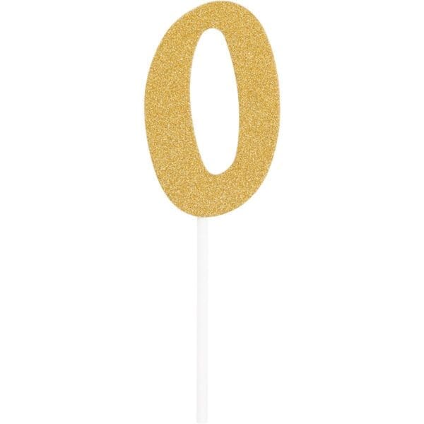 Gold Glitter #0 Cake Topper, 1 Pk