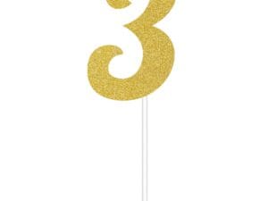 Gold Glitter #3 Cake Topper, 1 Pk