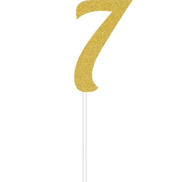 Gold Glitter #7 Cake Topper, 1 Pk