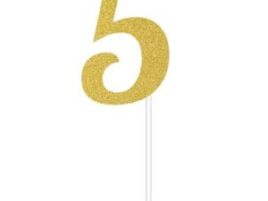 Gold Glitter #5 Cake Topper, 1 Pk