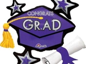 31 in. Congrats Grad Cluster Purple Flat Foil Balloon