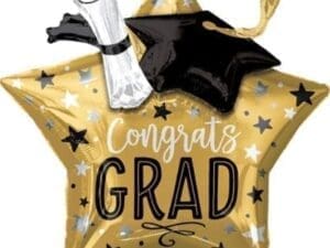 Giant 3D Congrats Grad Star Graduation Balloon, 28in