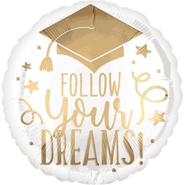 18 in. Follow Your Dreams White & Gold HX Balloon