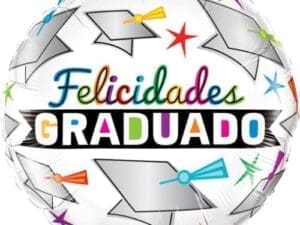 Espanol Graduato Cap & Stars 18' Foil Balloon, White