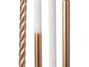Metallic Rose Gold & White Birthday Candles 12ct Party Supplies