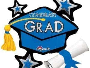 Congrats Grad Cap School Colors Cluster SuperShape 31in Foil Balloon