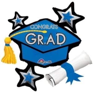 Congrats Grad Cap School Colors Cluster SuperShape 31in Foil Balloon