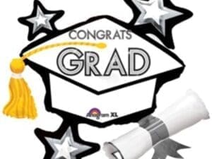 Congrats Grad White Cluster Super Shape Balloon