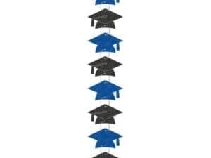 Black & Blue Grad Cap Graduation Ring Garland Decorations