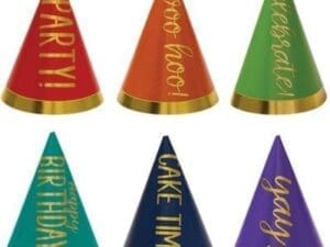 4 in. Birthday Words Mini Assorted Cone Hat - Pack of 12