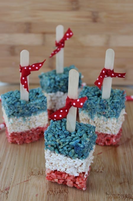 red, white, and blue rice krispies