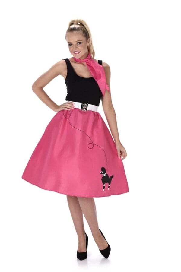 DARK PINK POODLE SKIRT & NECKTIE - Image 2