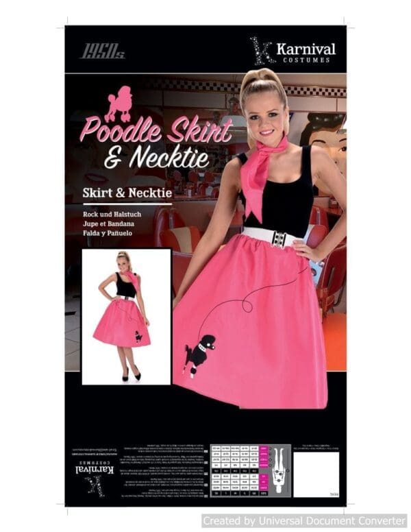 DARK PINK POODLE SKIRT & NECKTIE