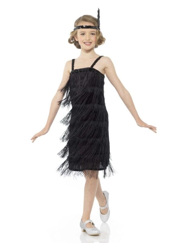 Black Flapper Dress & Headband - Image 2