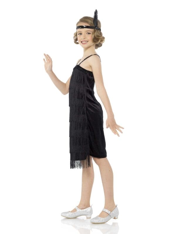 Black Flapper Dress & Headband - Image 3