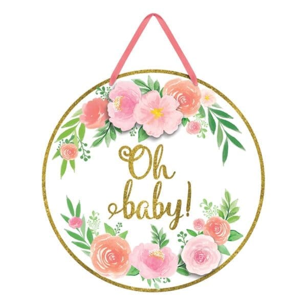 Floral Baby Sign with Glitter