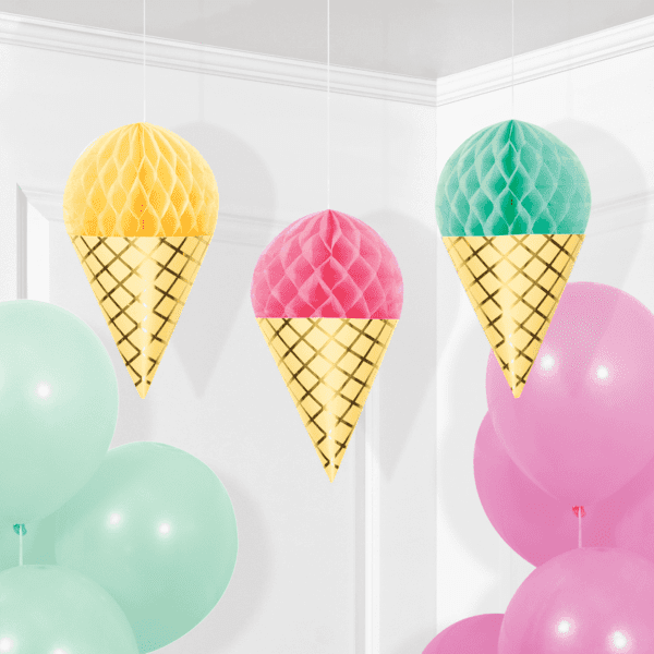 Ice Cream Hanging Cones (3ct)