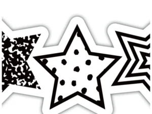 Black and White Stars Die-Cut Border Trim