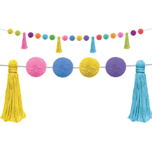 Colorful Pom-Poms and Tassels Garland
