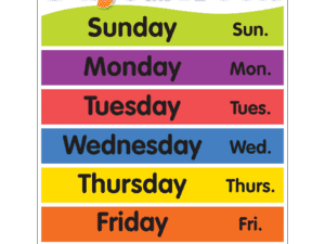 Colorful Days of the Week Chart