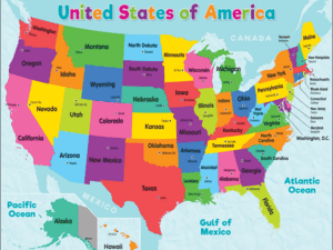 Colorful United States of America Map Chart