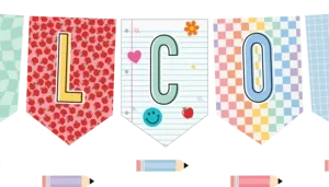 Cool for School Pennants Welcome Bulletin Board