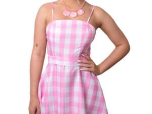 80s Pink Gingham Sun Dress Short