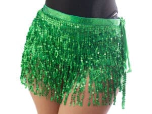 Tassel Wrap Sequin Skirt Green