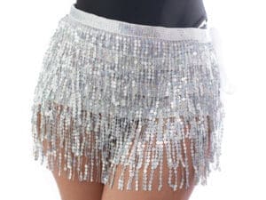 Tassel Sequin Wrap skirt Silver