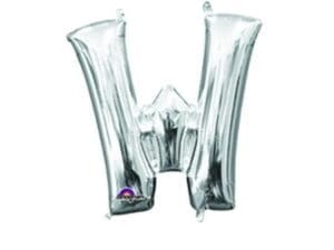 33056 16" Silver Letter W Supershape Foil Balloon